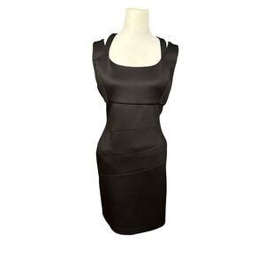 Guess Los Angeles Scuba Halter Sheath Dress Women's Sz 14 Black Gold Zip‎ Read